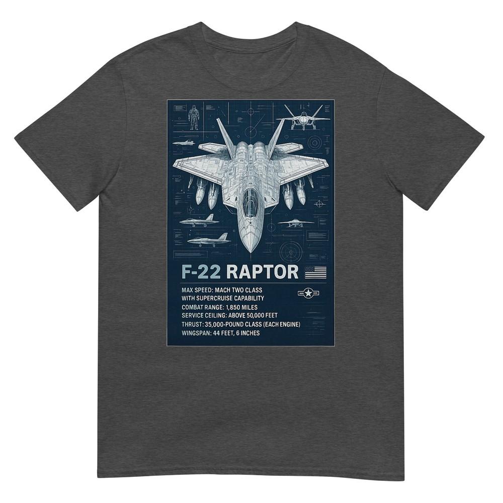 F22 Raptor Blueprint Technical Schematic Aviation Art Tshirt