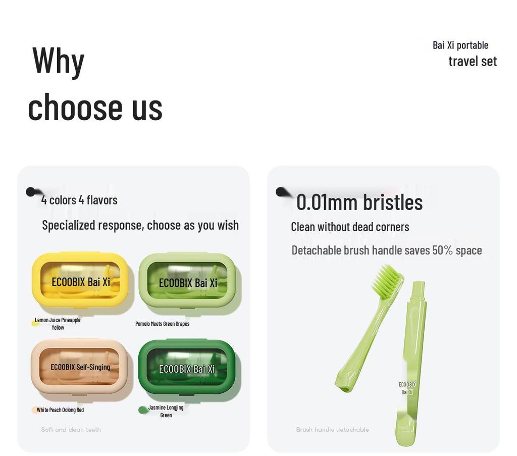 Bai Xi Reise-Zahnpasta & Zahnbürsten-Set - Kompakte, faltbare Essentials für Geschäftsreisen