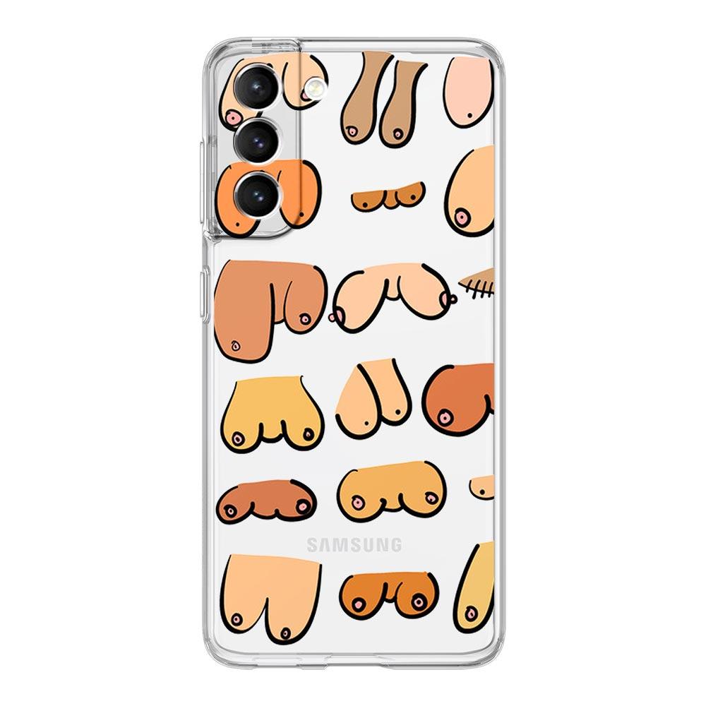 Boobs Art Print Phone Case For Samsung Galaxy S23 S22 Ultra S20 S21 FE 5G S10 S10E S9 S8 Plus 4G Soft Silicone Clear Back Cover