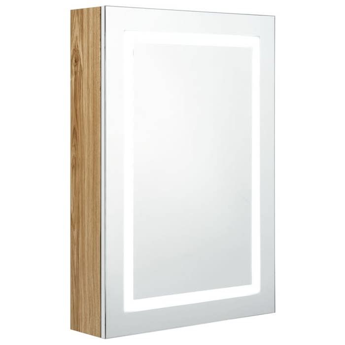 VidaXL Bathroom Cabinet with LED Mirror White and Oak 50x13x70cm 326493