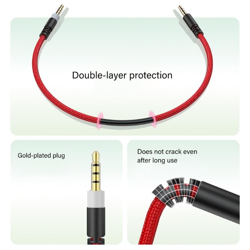 Headphone Auxiliary Cable For Gaming Headsets Cord Braide Design Enhances Audios Transmission (No Microphone) 150/200cm