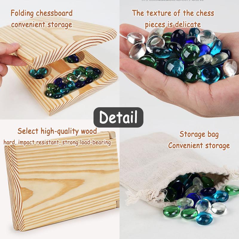 Mancala Board Game African Chess Strategy Puzzle Toy Children Educational Logical Thinking Folding Wooden Chess Party Table Game