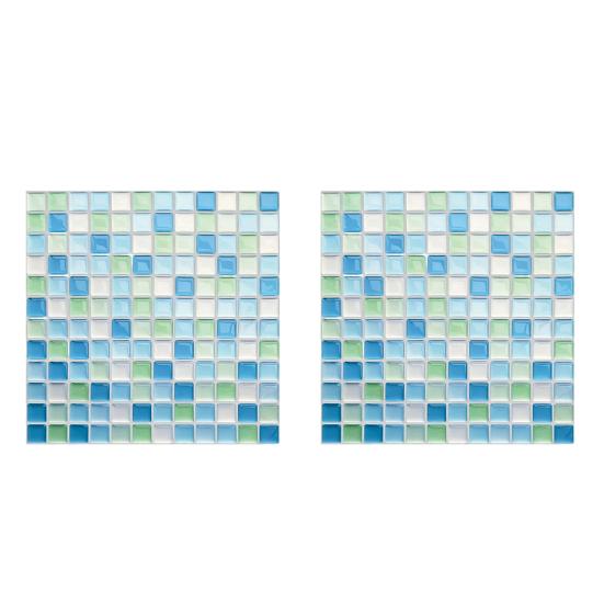 2Pcs Mosaic Wall Tile Stickers, 3D Self Adhesive Tile Stickers, Retro Waterproof And Oil-Proof Wall Decals, Peel And Stick Backsplash Decals