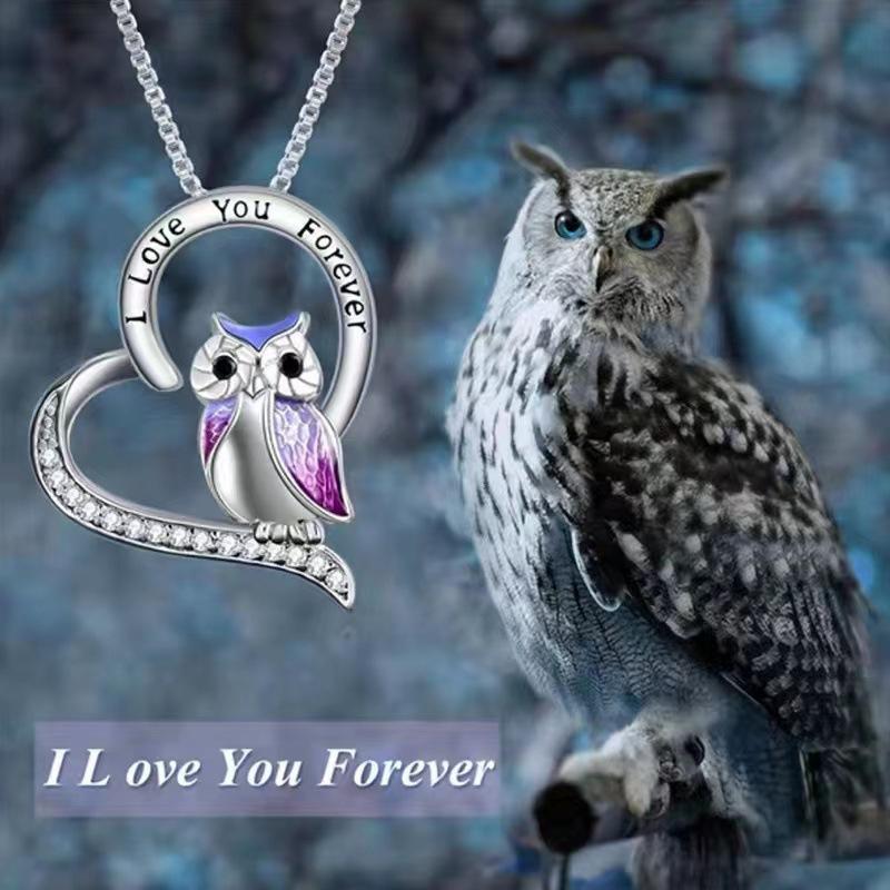 Owl Pendant Love Necklace Women's Personalized Fashion Engraving