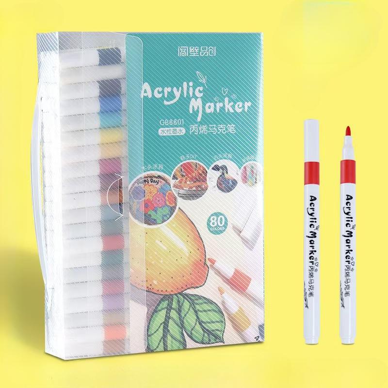 

Набор из 12-80 цветов, акриловая краска, маркер, наскальная живопись для детей, граффити, камень, керамика, стекло, дерево, товары для творчества 80 Colors