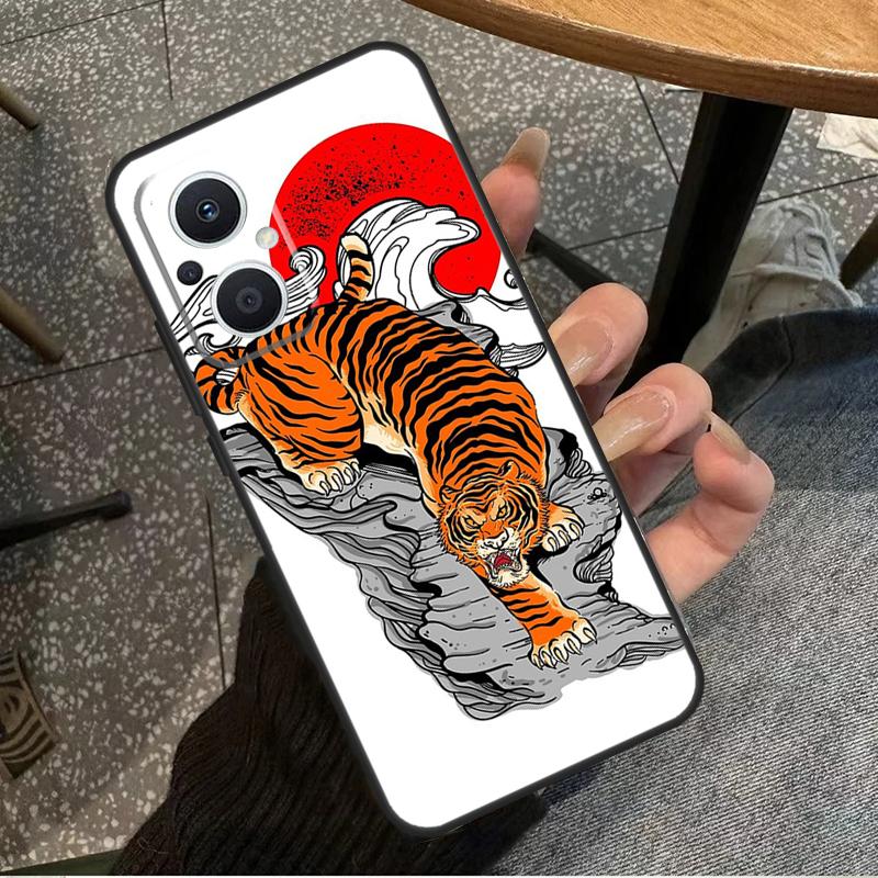 Tiger Red Sun Japan Art For OPPO Reno 10 11 12 13 14 Pro 7 8 Lite 8T 11F 12F 13F 14F OPPO Find X8 X9 X5 X6 Pro Case