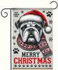 Merry Christmas Garden Ag Double Sided 12x18 Ag Winter Christmas Bulldog Garden Ag Holiday Dog With Santa Hat And Scarf