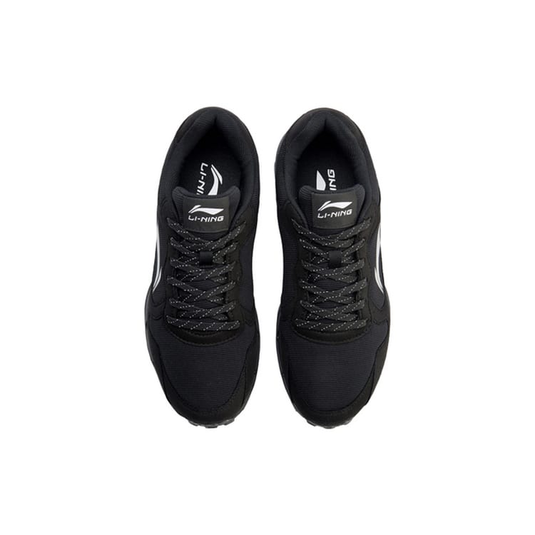 Li Ning Cushioning Slip Resistant Abrasion Resistant Low Top Long Distance Running Shoes Men's Standard Black ARDL003-6