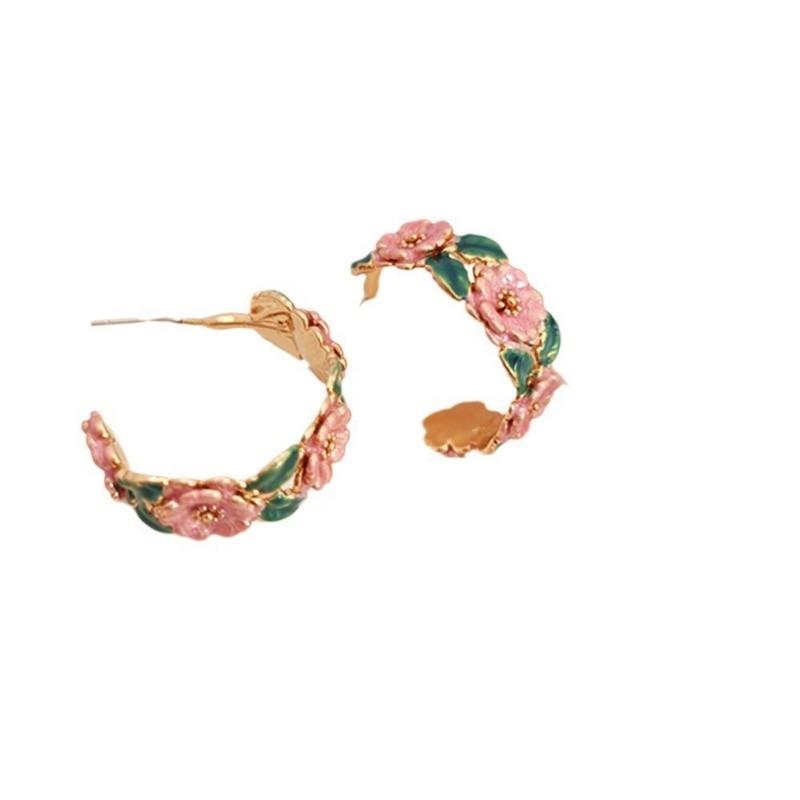 Pinkdudu Sweet Drip Glaze Flower Rose Zinc Alloy Earrings Simple Trendy Stud Earrings Women Jewelry PD2277