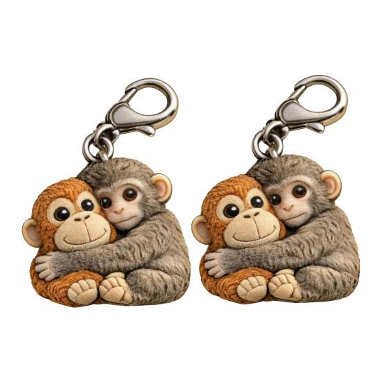 Little Monkey Pocket Hug Token Cute Monkey Holding Plush Toy Keychain with Card Inspirational Keepsake for Friends Family Emotional Support