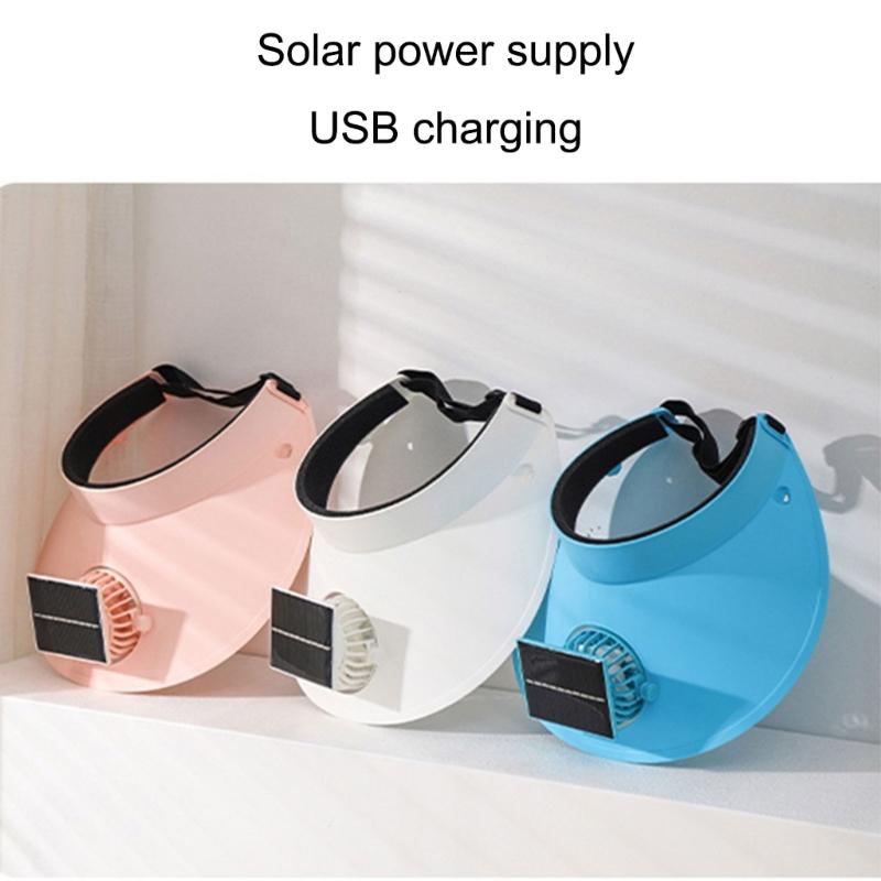 Solar Powered Cooling Fan Hat For Women Teens Wide Brims Sun Protective Hat With Adjustable Speed for Outdoor Activity