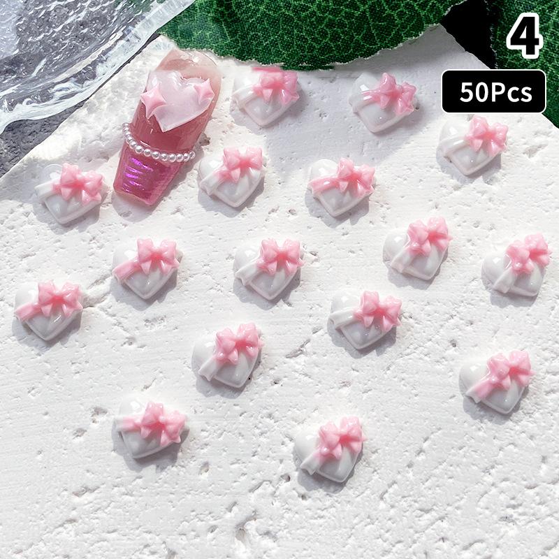 

50 шт. Розовая серия Бант Сердце Смола Шармы для ногтей 3D Светящиеся Двойная бабочка Персиковое сердце Сладкий ветер Украшения для ногтей Искусство ногтей Сделай сам