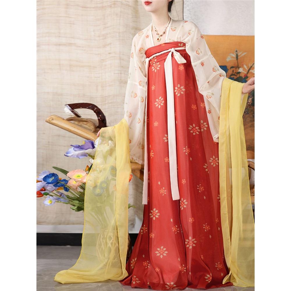 Ripristina lo stile cinese della dinastia Tang, abito da donna Hanfu, gonna lunga fino al seno