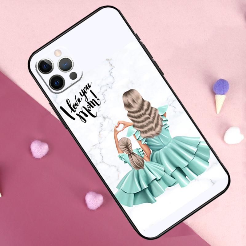 Baby Mother Brown Girl Family Phone Case For iPhone 17 Pro Max 11 14 15 16 Pro Max Plus 12 13 Mini 17 Air 16e Back Cover
