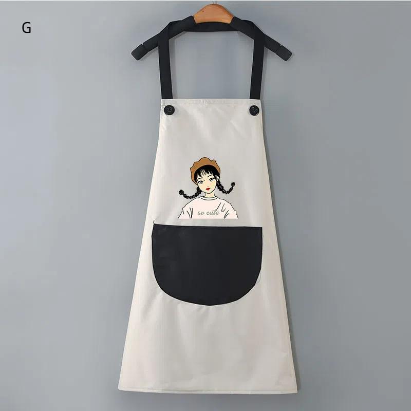 Unisex Cooking Apron Household Cartoon Apron Chef Waiter Barbecue Adult Pocket Apron Kitchen Supplies