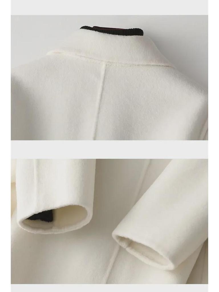 Women's Long Double-Faced Cashmere Coat - New Loose Woolen Design for Autumn/Winter 2024