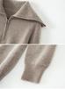 2026 Women's Autumn/Winter Pure Wool Lapel Half-Zip Knitwear Long Sleeve Pullover Sweater