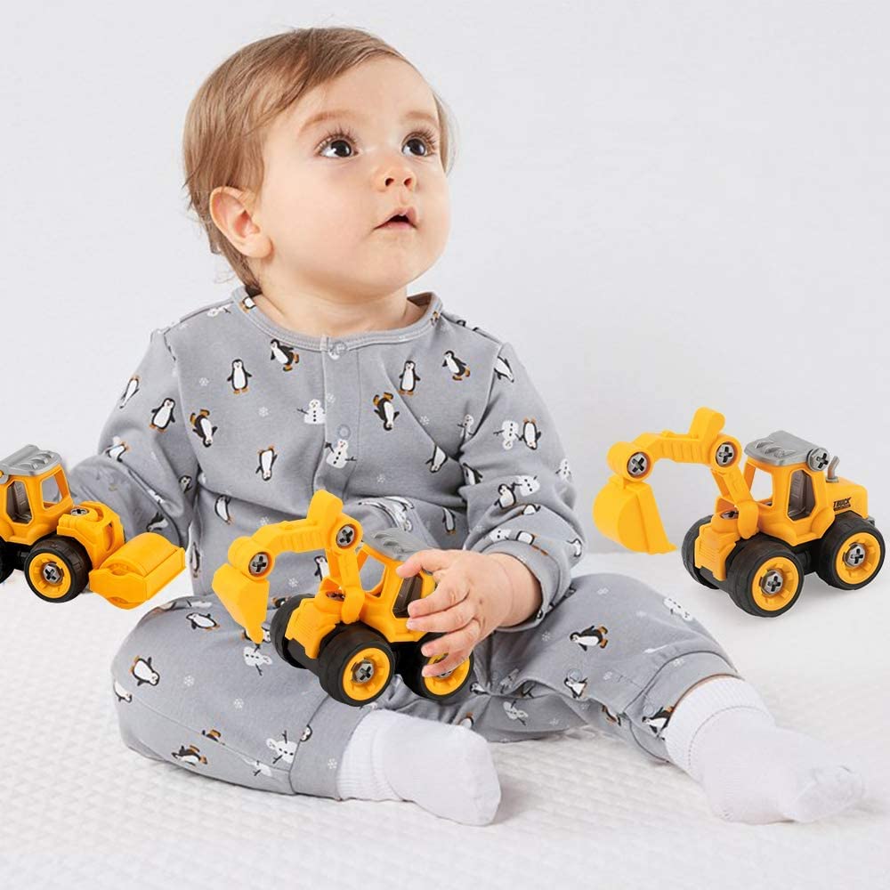 JoyGrow Construction Vehicle Set of DIY Educational Construction Pretend Sandbox Mini Gift for Boys and Girls Toys, 4, Toys, Excavator, Play, Play,
