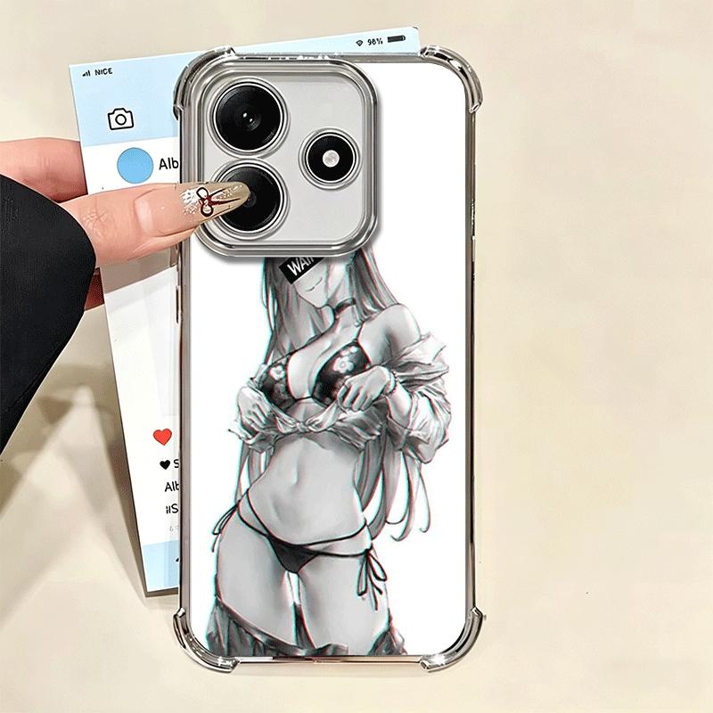 Sugoi Senpai Waifu Kawaii Anime Girl Soft Phone Case For Xiaomi Redmi Note 14 15 Pro Plus 13 12 11S 11T 5G 10 9S 9 Plating Anti-