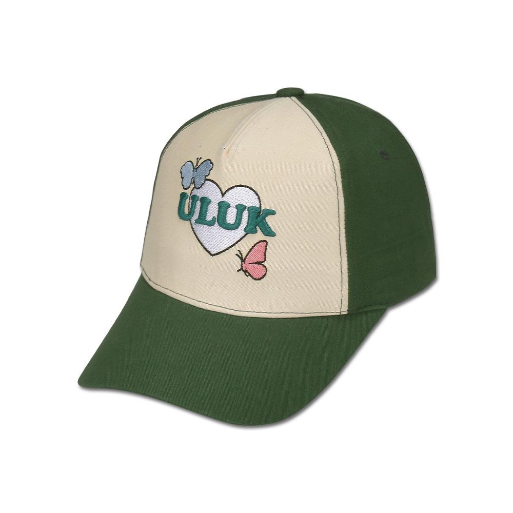 ULUK Heart Font Volume Embroidery Color Block Ball Cap_Green