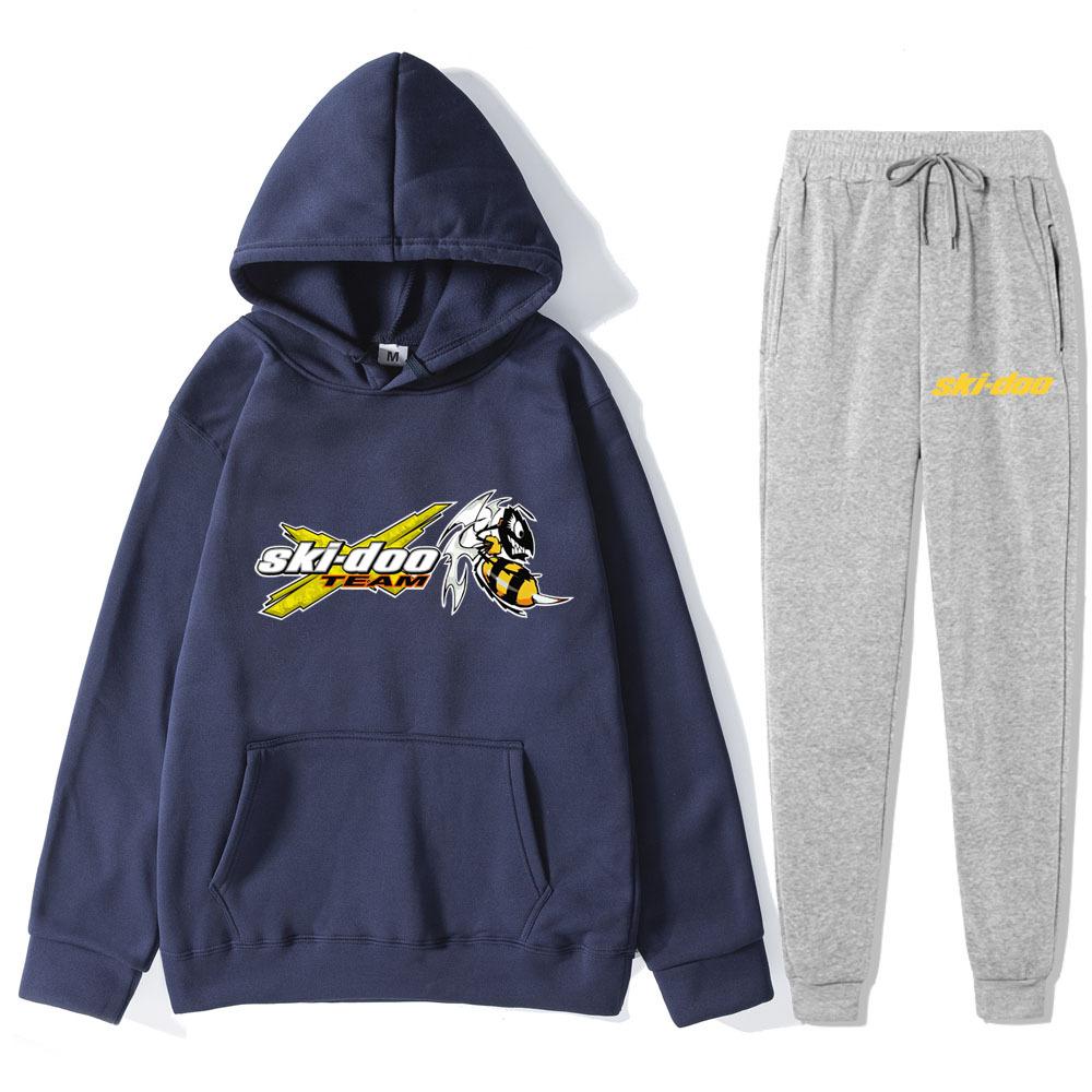 

Autumn Winter Ski-Doo Team Logo Printed Hoodies Sweatpants Set Fashionable Casual Warm Sports Long Sleeved Pants Men s Sport Wear M