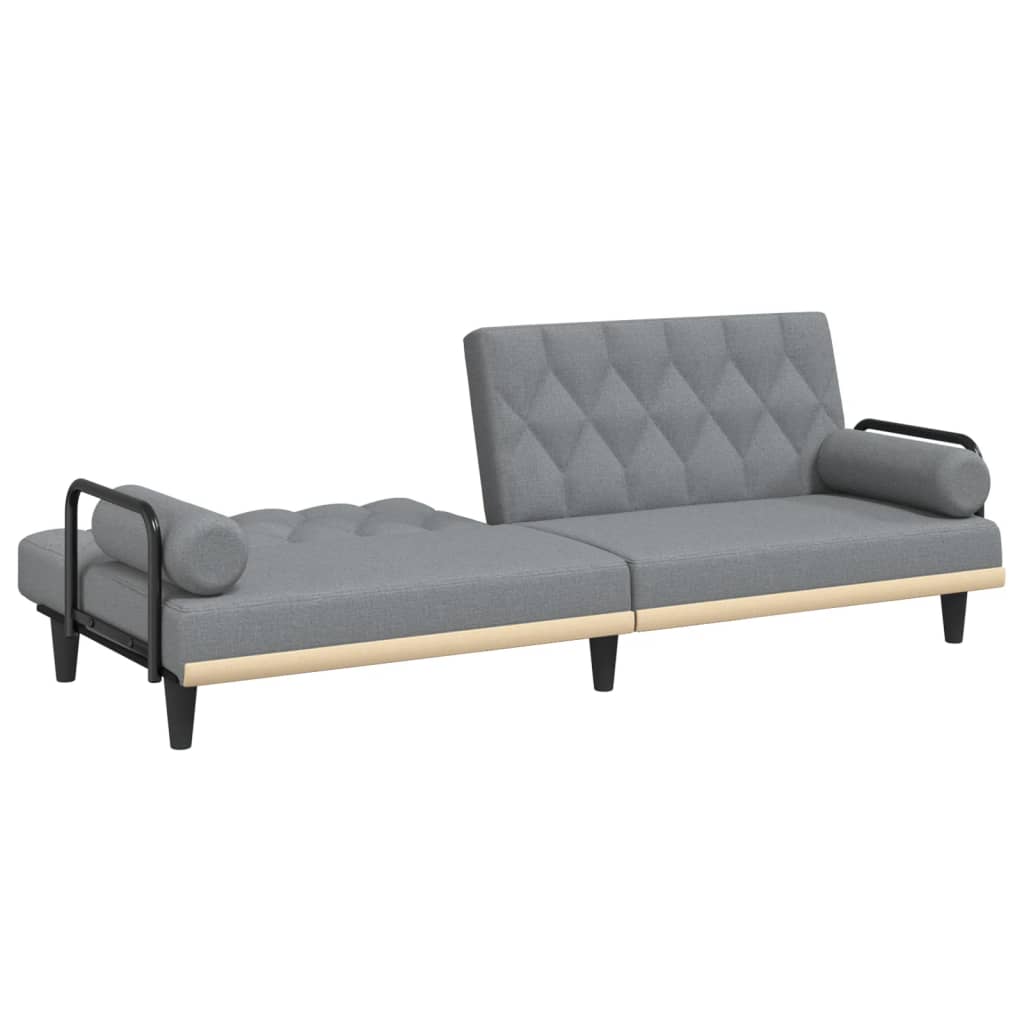 Vidaxl Foldable Sofa With Armrests, Light Gray, Fabric Upholstered