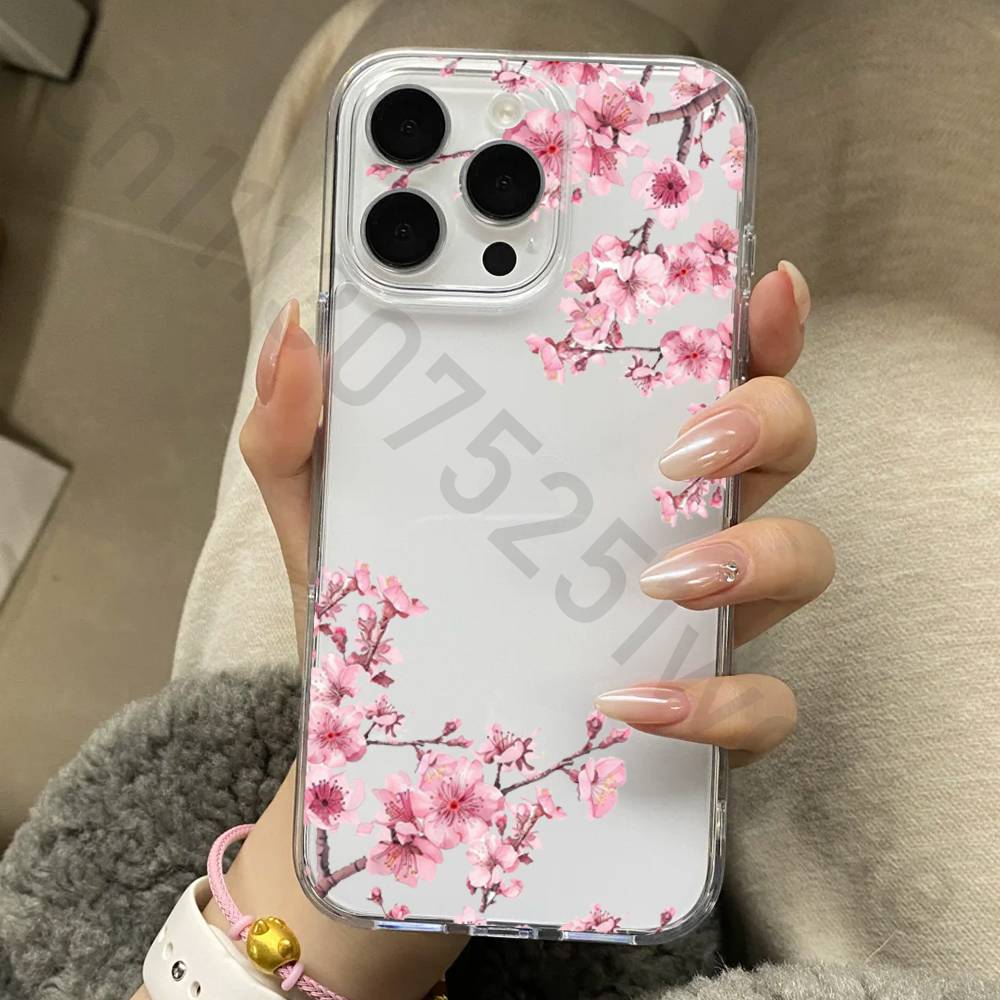 Flower Phone Case for iPhone 17 16 15 14 13 12 11 Pro Max Plus Air Mini 16E ProMax Transparent Case