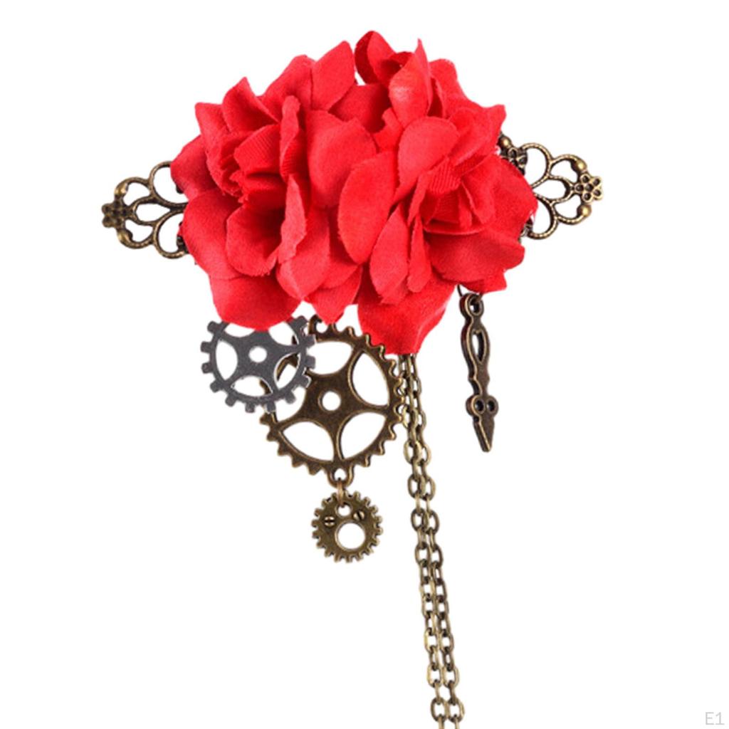 Mechanical Hairpin Steam Gear Brooch with Tassels Suit Pin Alloy Women for Dress Coat