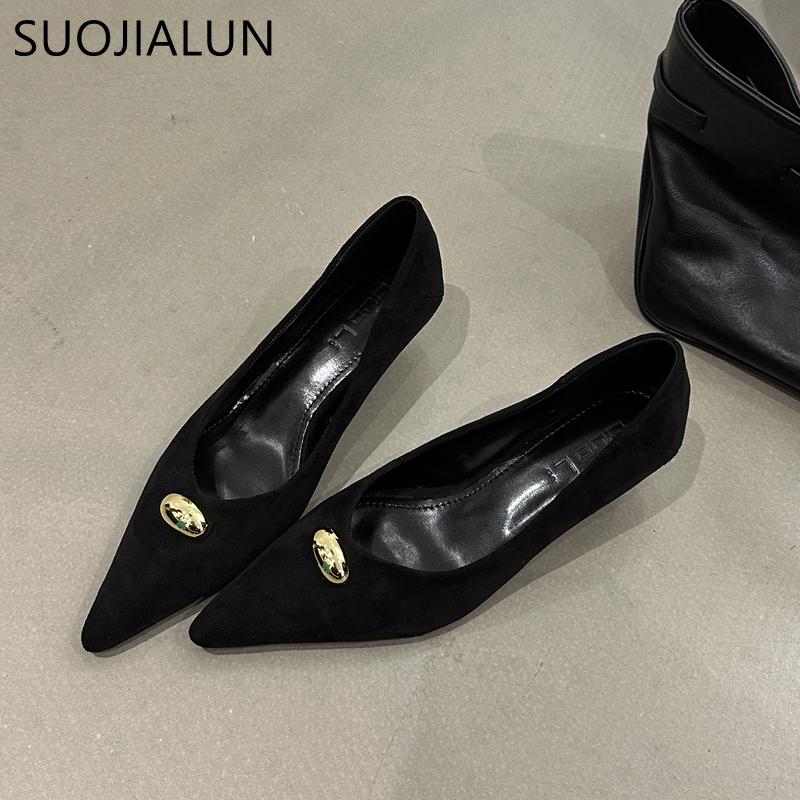 

Мода SUOJIALUN 2025 Новый Бренд Женские Туфли-Лодочки Мода Острый Носок Неглубокие Слипоны Обувь-Лодочки Тонкий Средний Каблук Уличные Платье Туфли-Лодочки 35 чёрный