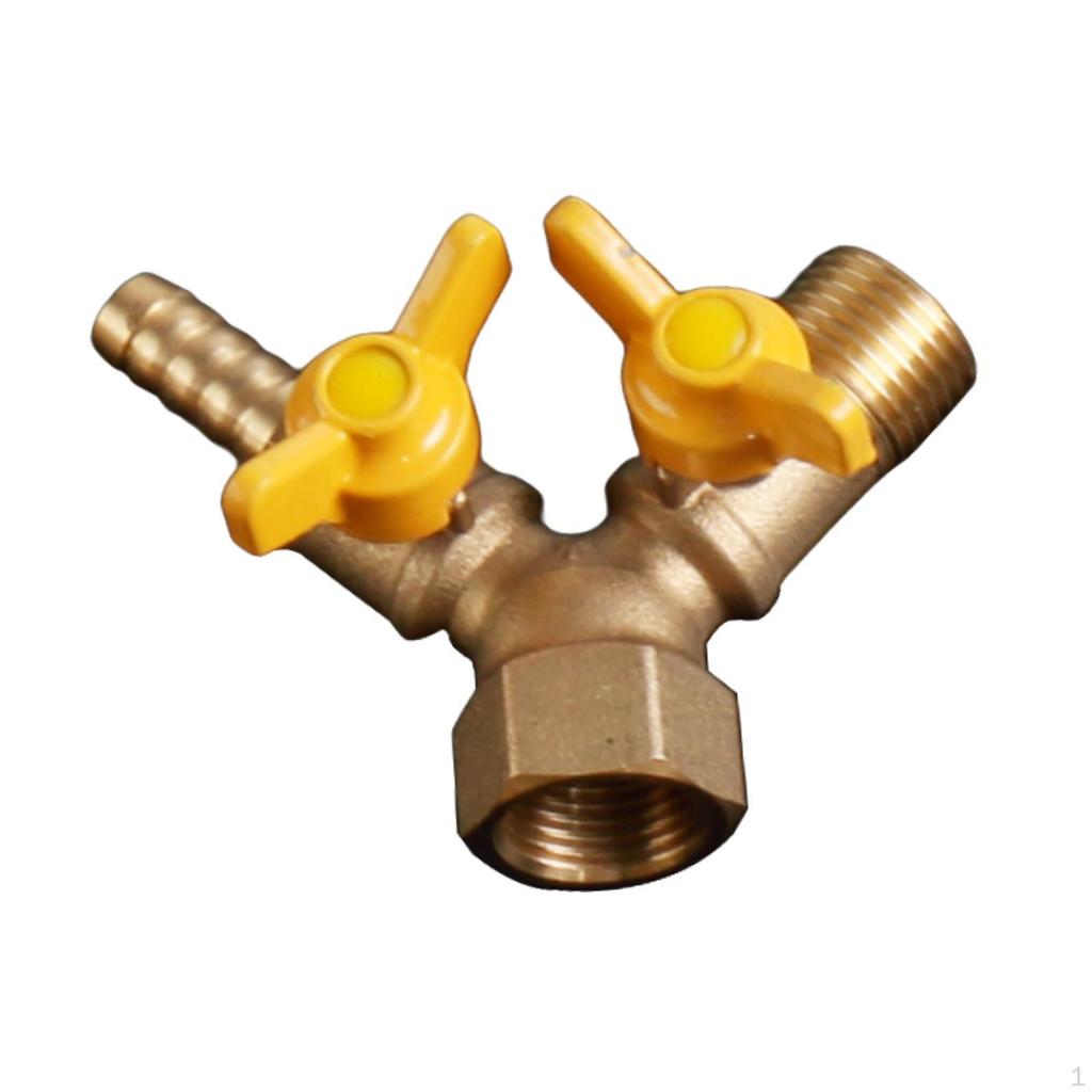 3 Way Shut Off Valve Y Shaped Ball Component for Repair with Copper Threads 0.79"