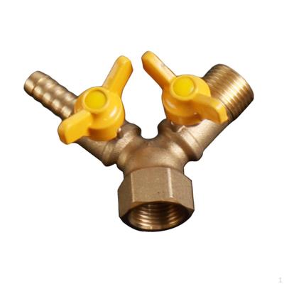 3 Way Shut Off Valve Y Shaped Ball Component for Repair with Copper Threads 0.79"