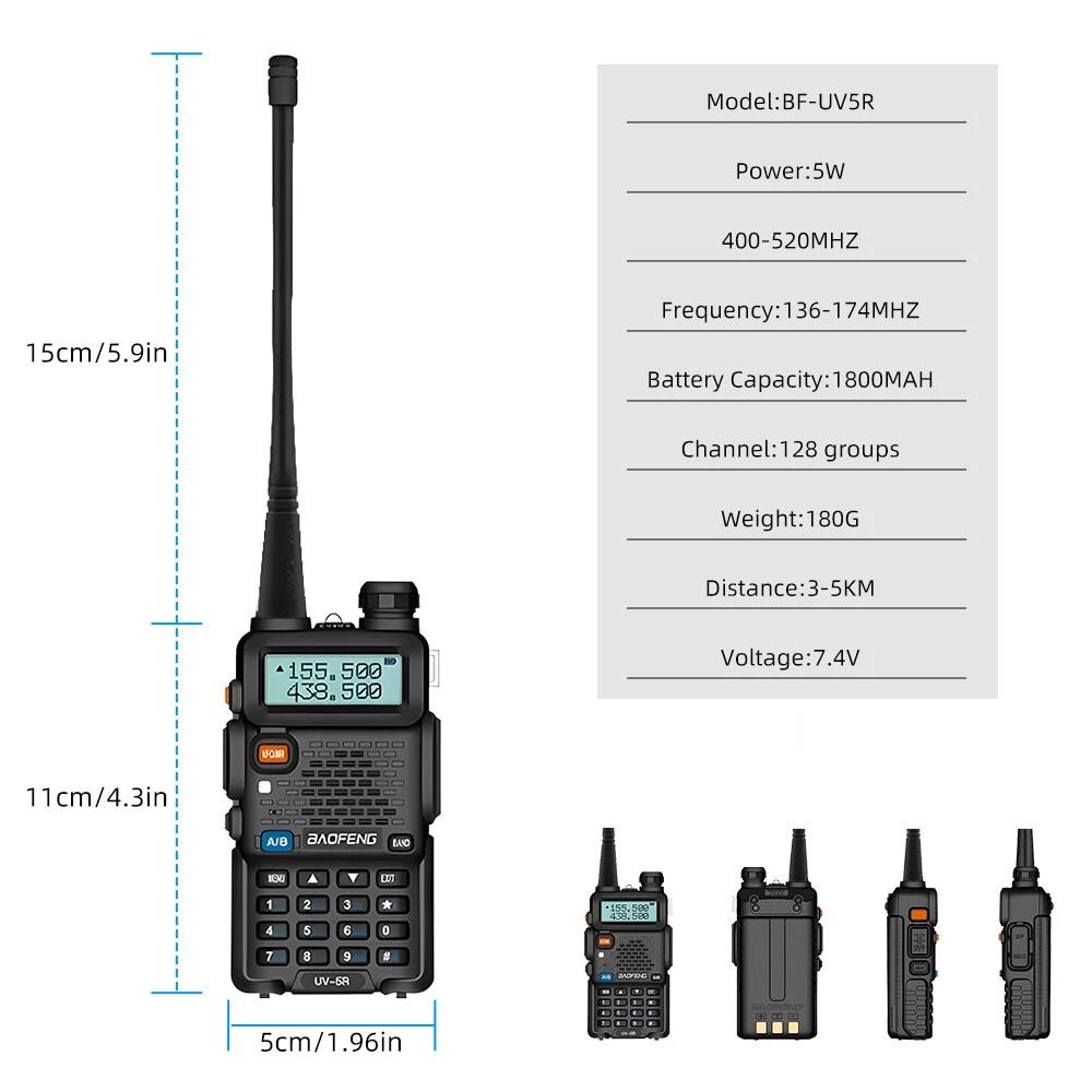 Pro Funkgerät mit Kopierfrequenz, Dualband, tragbar, große Reichweite, wasserdicht, Mehrband, Typ-C-Ladegerät, Amateurfunkgerät UV 5R