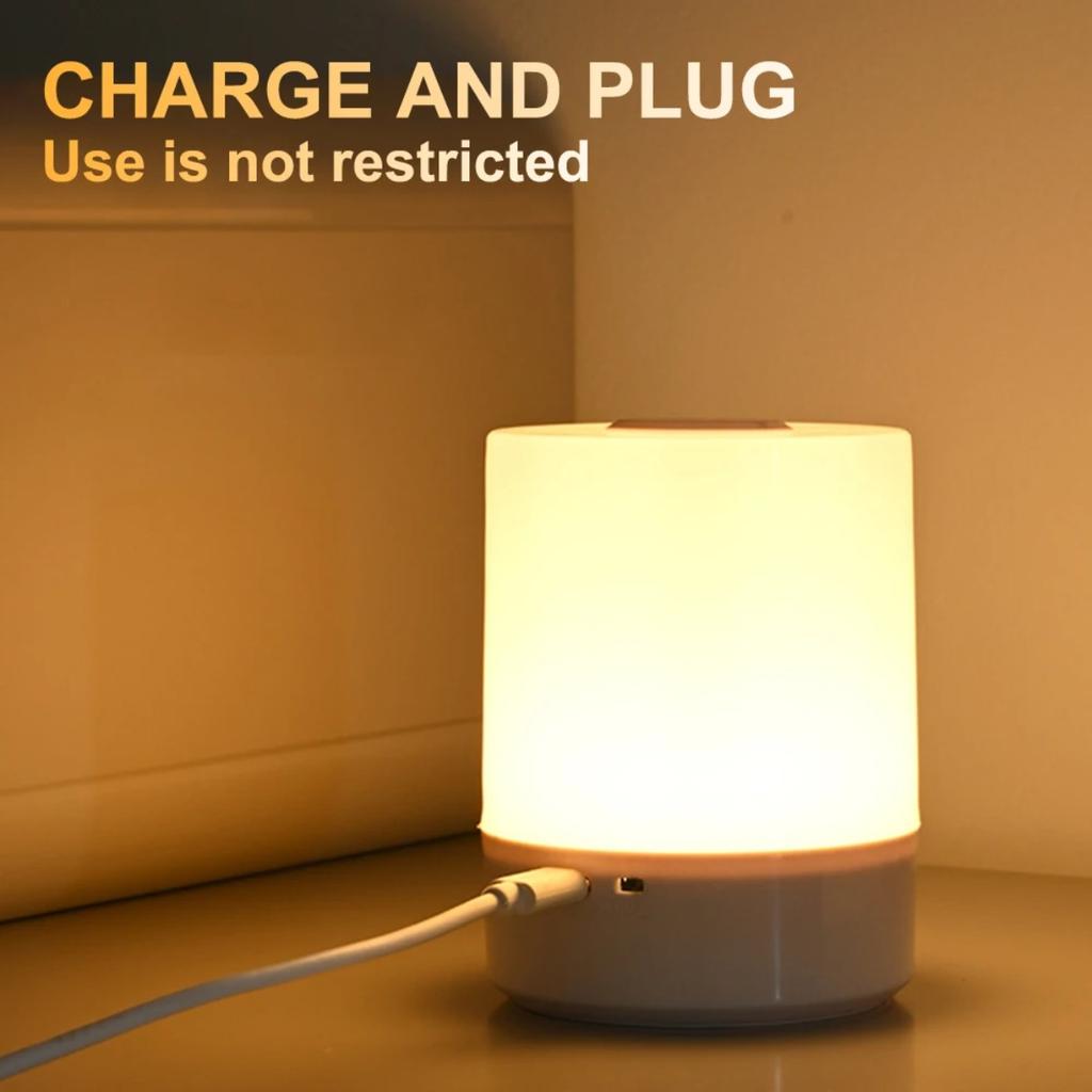 JOYBLISS Touch Night Lamp 3 Modes Dimming Bedroom Bedside Lamp USB Charging Night Light Ambient Light Soft Light Table Lamp for Kids Gift