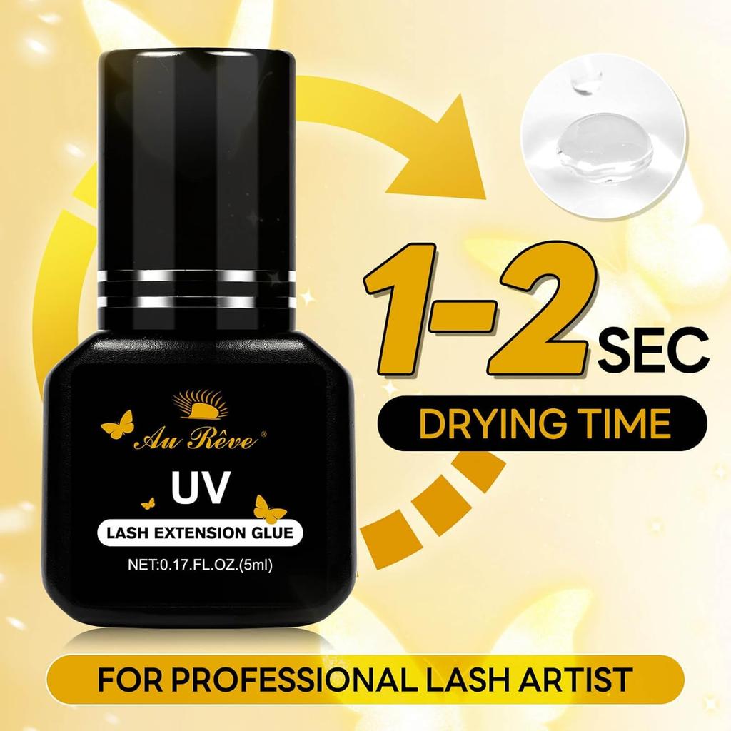UV Eyelash Glue UV Glue 5ml UV DIY Lash Extensions Glue Light Curing Eye Lash Glue UV Lash Glue Adhesive 1-Second Quick-Drying Waterproof No Lash