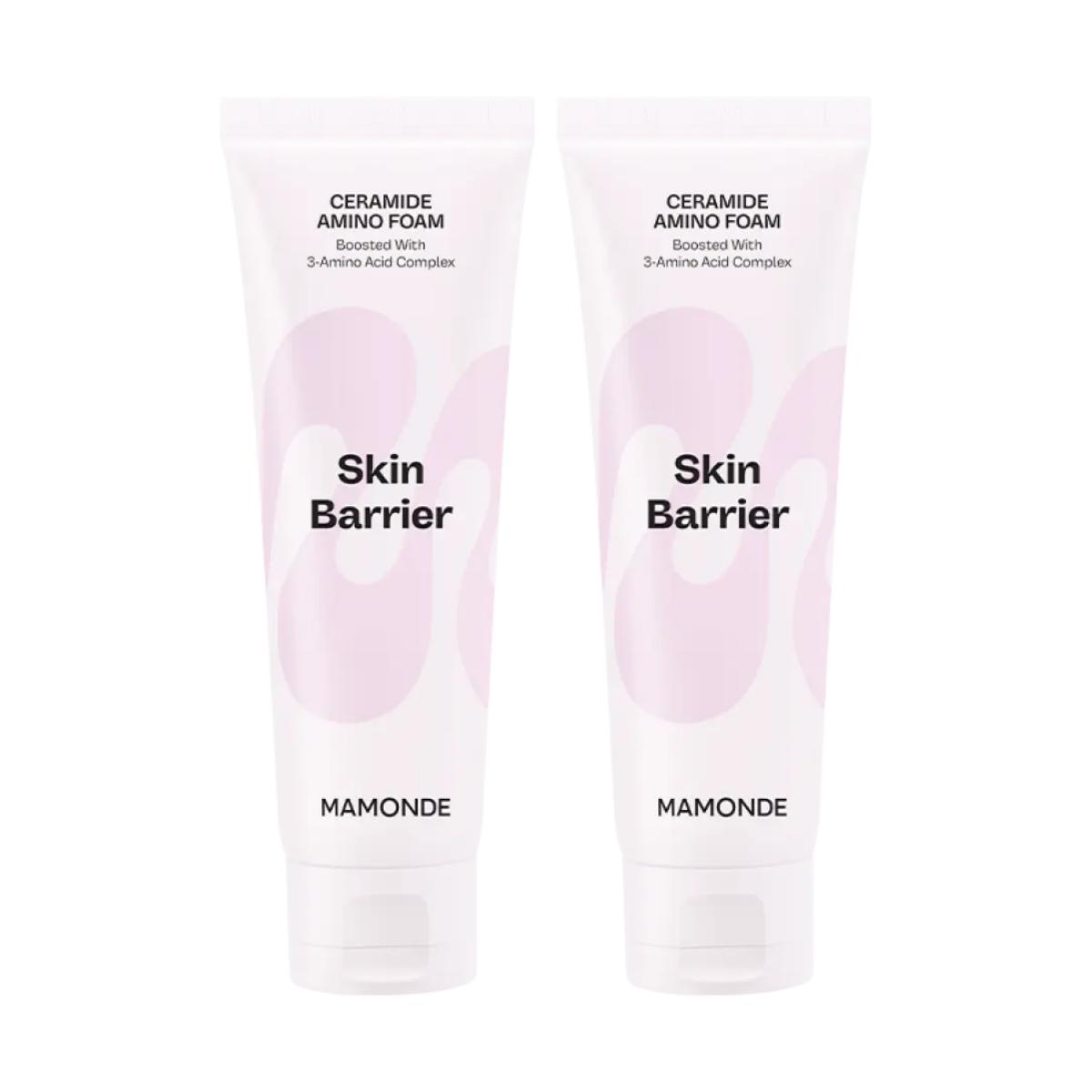 Mamonde Ceramide Amino Foam 120g x 2 (Deep Cleansing & Hydrating Facial Cleanser Duo for Dry Skin)