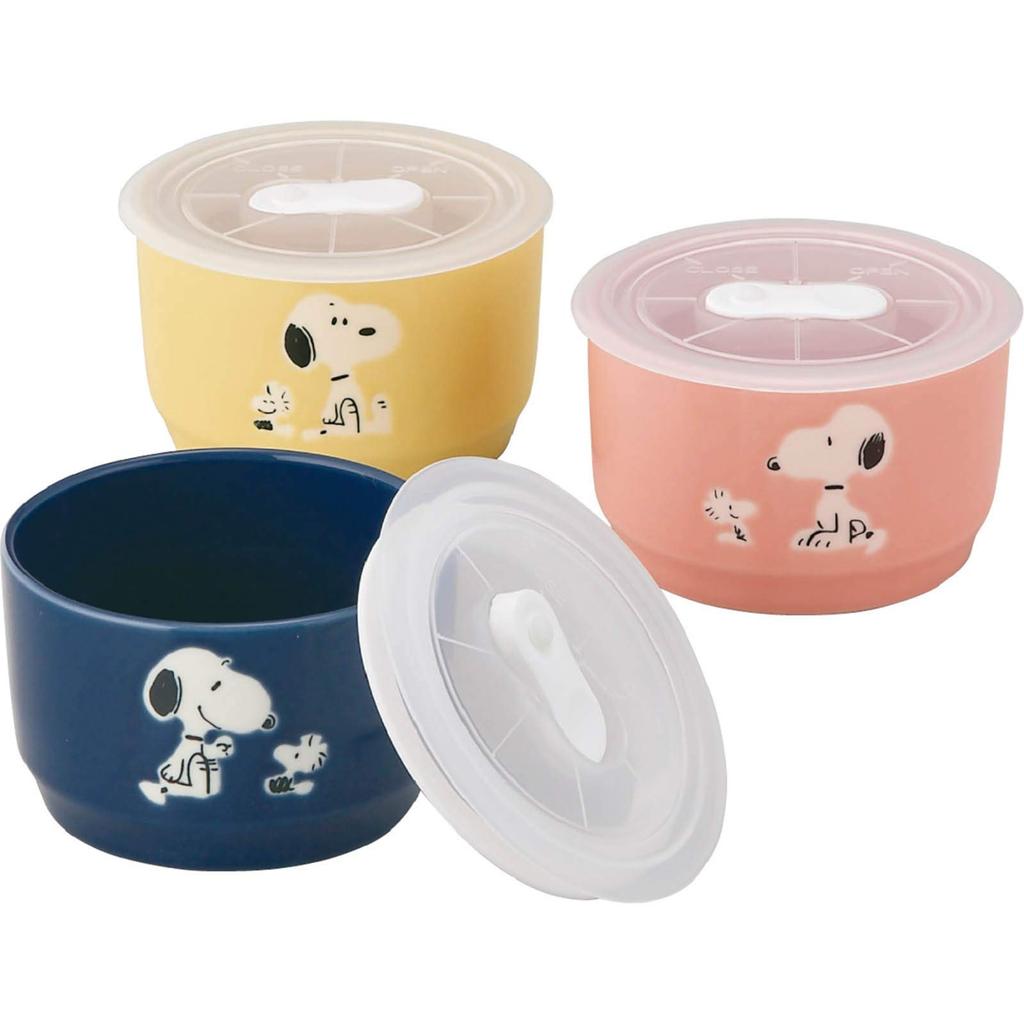 Yamaka Shoten "Peanuts" Microwaveable Storage Container Set (3-Piece) (S) More Snoopy, Made In Japan, Sn840-82-s3