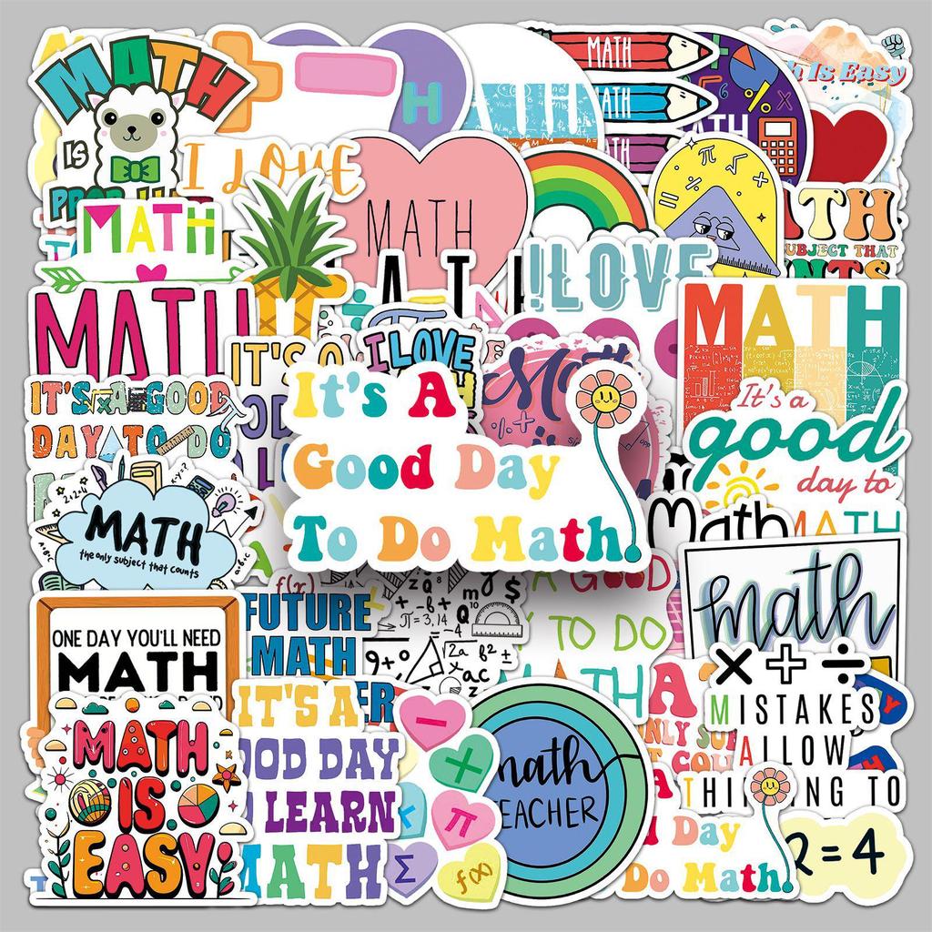 50 Math Symbol Cartoon Stickers: Waterproof Decorative Stickers for Laptops & Planners