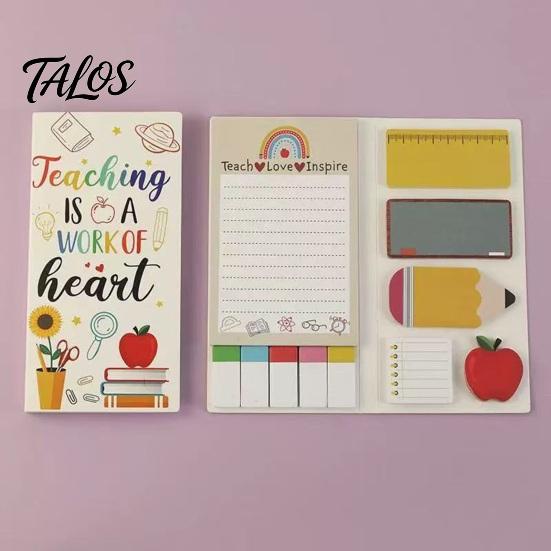 Thick Paper Notes for Journaling Teacher Themed Sticky Notepads Set, Campus Theme Smooth Notes, Cartoon Set Creative Index Stickers Portable