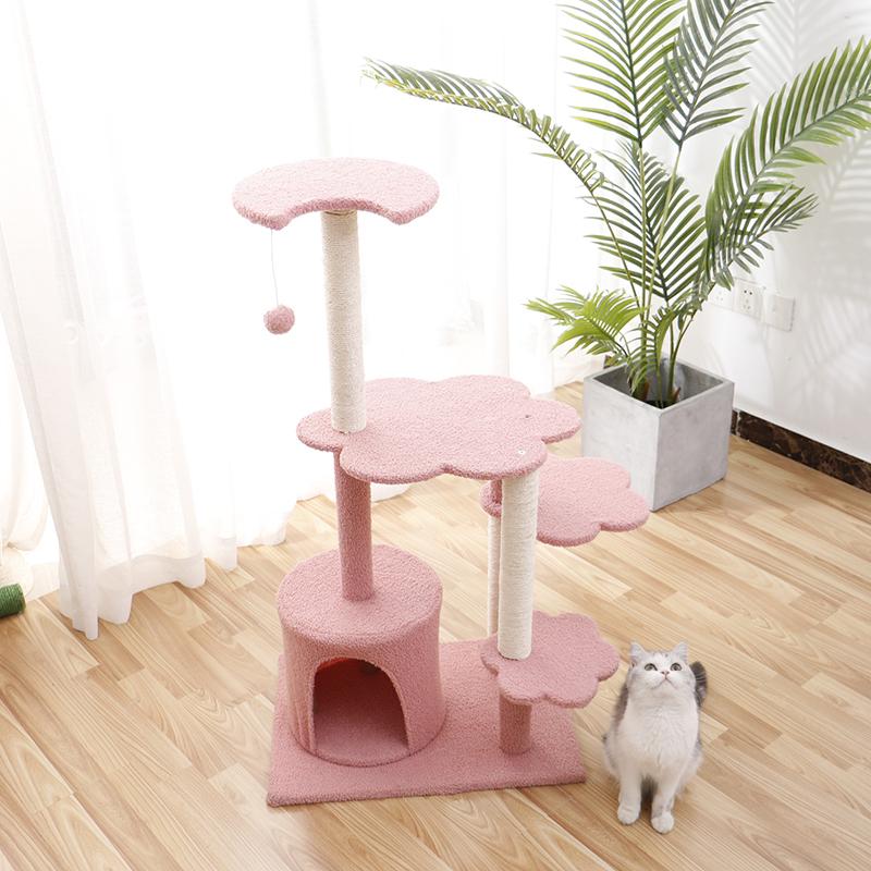Buy Cat Scratching Post Pet Products Wooden House Tree Climbing