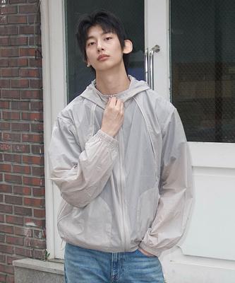 Wmc [Uv Protection] 2-Way Sheer Hooded Jacket_Grey