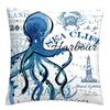 Blue Marine Organism Printed Pattern Polyester Cushion Cover for Home Living Room Sofa Decorative Pillowcase