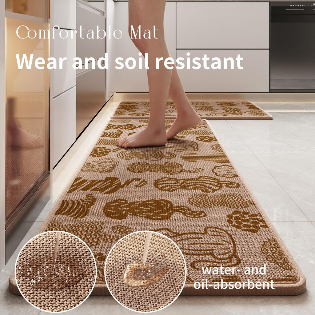 Non-Slip Kitchen Rug Super Absorbent, Woven Printed Stain-Resistant Floor Mat Doormat, Rubber Backing Long Mats for Kitchen