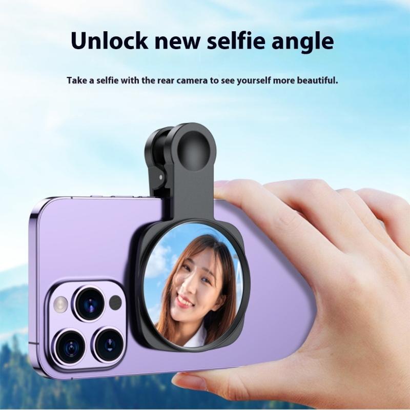 Clip On Shot Mirror for Phone Rear Camera Reflective Back Shot Tool For Selfe Live Streaming