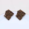 Elegant Retro Leopard Print Stud Earrings - Versatile & Stylish Flocked Cloth Design