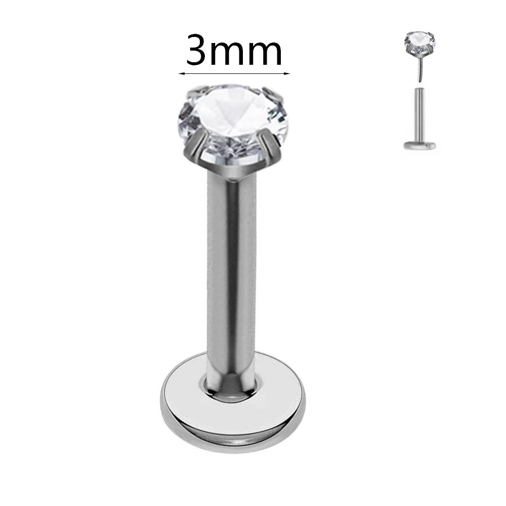 ASTM F136 G23 Titanium The Ball Tragus Earring Threadless Piercing Heart Cubic Zirconia Pin Daith Conch Push In Labret Stud