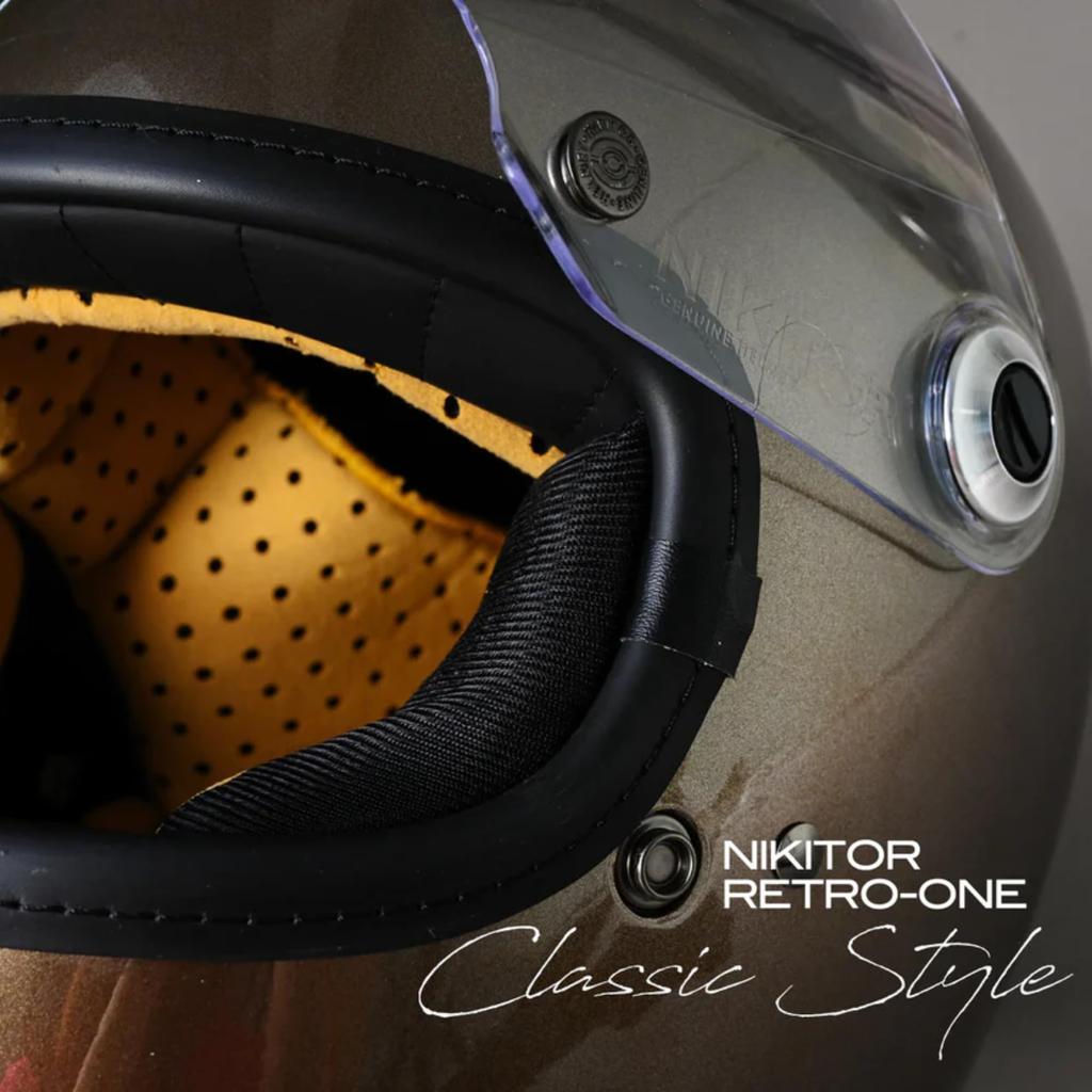 RIDEZ Full Face Helmet NIKITOR Size Helmet Bike Shield Wind Noise Reduction Stuff Reduction Retro Neo Classic Retro-One G.C-M Men's Women's