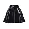 Women Mini Skirt High Waist Mirror Glossy Surface Short Skirt Faux Leather Solid Color Performance Skater Skirt