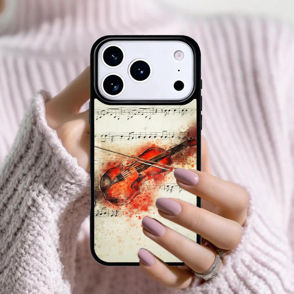 Musical Notes Violin Classical Phone Case For Apple iPhone 17 Air 16E 15 14 Plus 13 12 11 Pro Max Mini Funda Cover