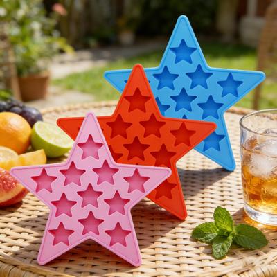 Star-Shaped Silicone Ice Cube Tray Food-Grade Flexible Mold for Ice Candy Chocolate Easy-Release Dishwasher Safe Creative Baking Tool
