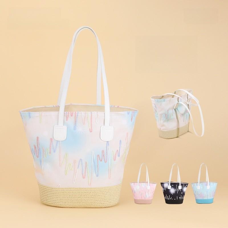 Casual Woven Straw Bucket Bag With Large Capacity For Daily Use